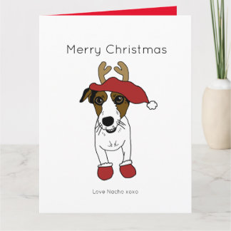 Cartão Cachorro Jack Russell Terrier Fofo de Natal Papai 