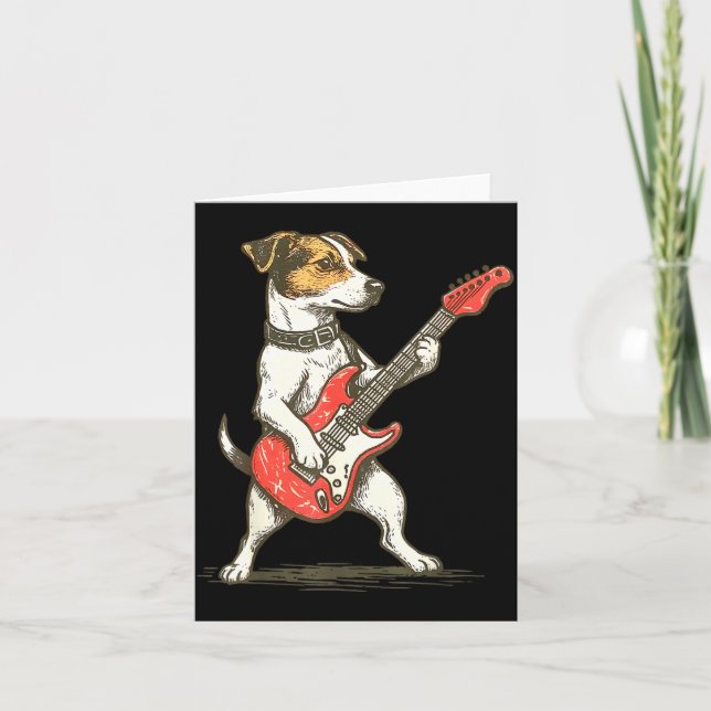 Cartão Cachorro Jack Russell Terrier Toca Violão Rocker G (Frente)