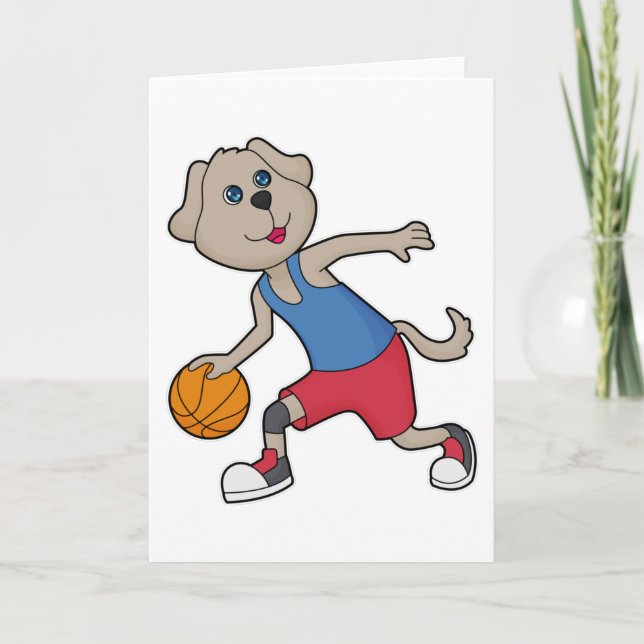 Cartão Cachorro jogador de Basquete Basquete (Frente)