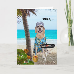 Cartão Cachorro/Laboratório Engraçado em Camisa Havaiana 