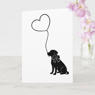 Cartão Cachorro Labrador Com Balão de Coração de Amor