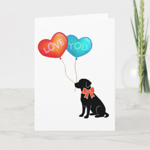 Cartão Cachorro Labrador Com Balões LOVE YOU