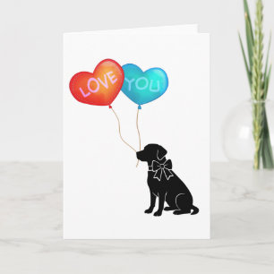 Cartão Cachorro Labrador Com Balões LOVE YOU