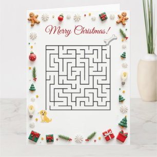 Cartão Cachorro Labrador Fofo Desafio de Natal Puzzle Fér