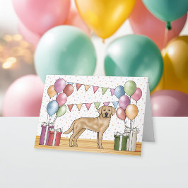 Cartão Cachorro Labrador Retriever Amarelo Aniversário Co