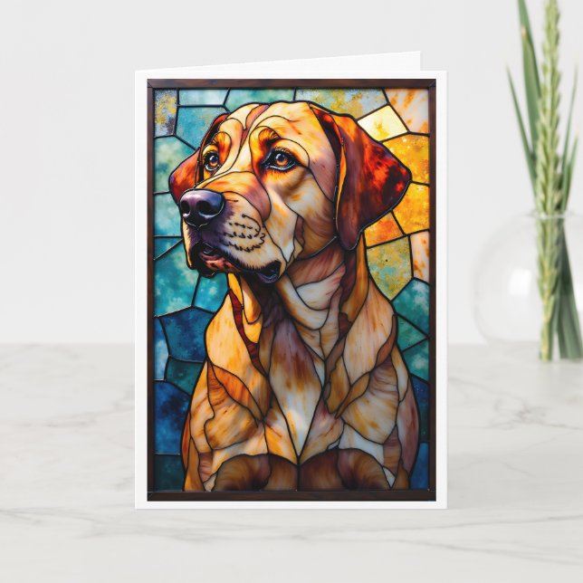 Cartão Cachorro Labrador Retriever em Estilo de Vidro Col (Frente)