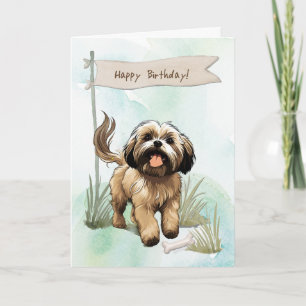 Cartão Cachorro Lhasa Apso Criado Ao Ar Livre Sob Sinal D
