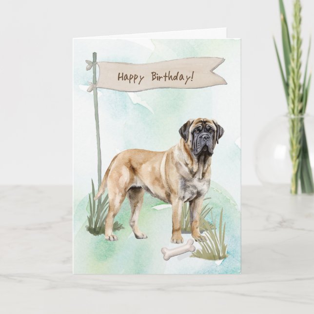 Cartão Cachorro Mastiff Criado Lá Fora Sob Sinal De Anive (Frente)