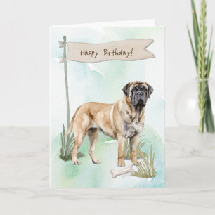 Cartão Cachorro Mastiff Criado Lá Fora Sob Sinal De Anive