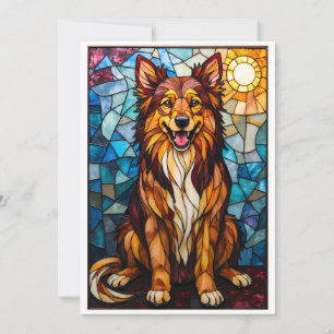 Cartão Cachorro Misturado Estilo Vidro Colorido Plano