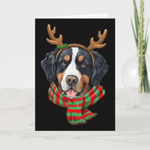 Cartão Cachorro Montanhês Bernês Chapéu de Papai Noel Ren