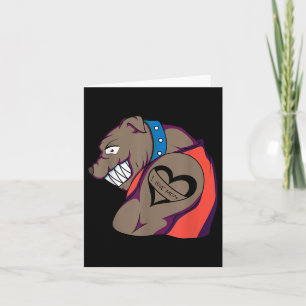 Cartão Cachorro Musculoso Engraçado Adoro Mamãe Tatuagem 