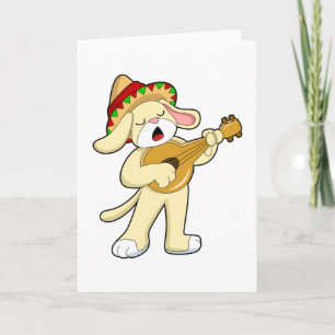 Cartão Cachorro na Música com Violão