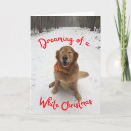 Cartão Cachorro na neve Sonhando com o Natal Branco
