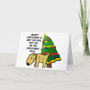 Cartão Cachorro Não faça xixi na árvore de Natal