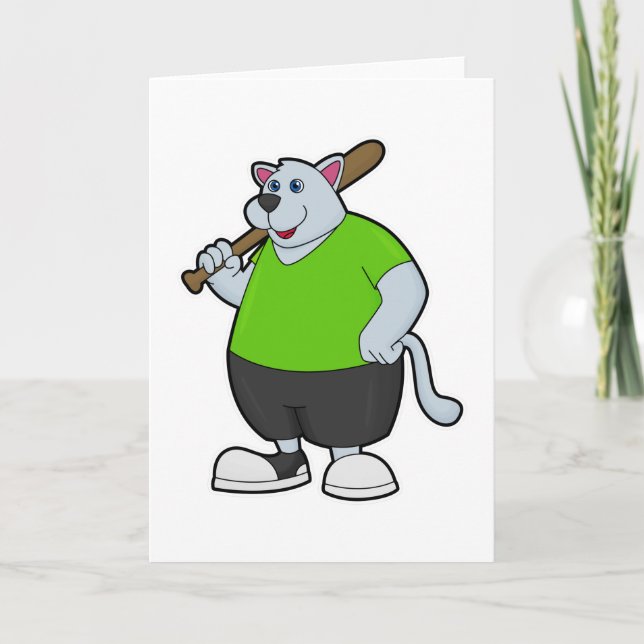 Cartão Cachorro no beisebol com taco de beisebol (Frente)