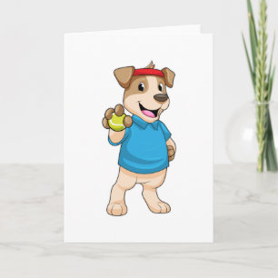 Cartão Cachorro no tênis com bola de tênis