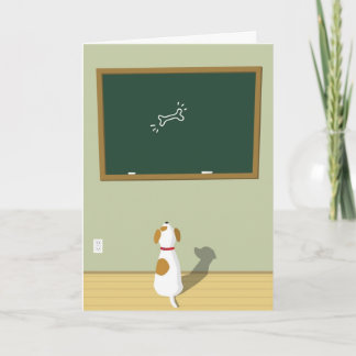 Cartão Cachorro olhando para o desenho ósseo no quadro