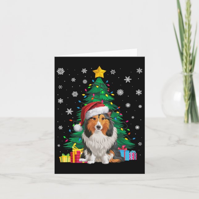 Cartão Cachorro-pasteleiro-doce-de-xmas-claro-de-Shetland (Frente)