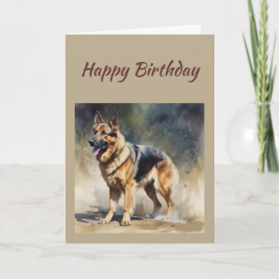 Cartão Cachorro Pastor Alemão Divertido para Aniversário