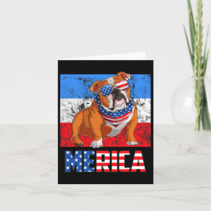 Cartão Cachorro Patriota EUA 4 De Julho Bandeira American