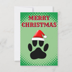 Cartão Cachorro Pawprint Santas Hat