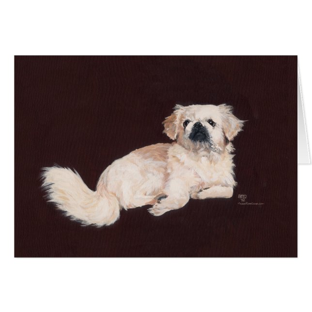 Cartão Cachorro Pequinês Branco (Frente Horizontal)