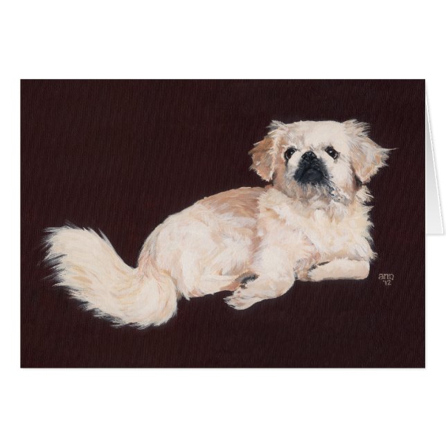 Cartão Cachorro Pequinês Branco (Frente Horizontal)