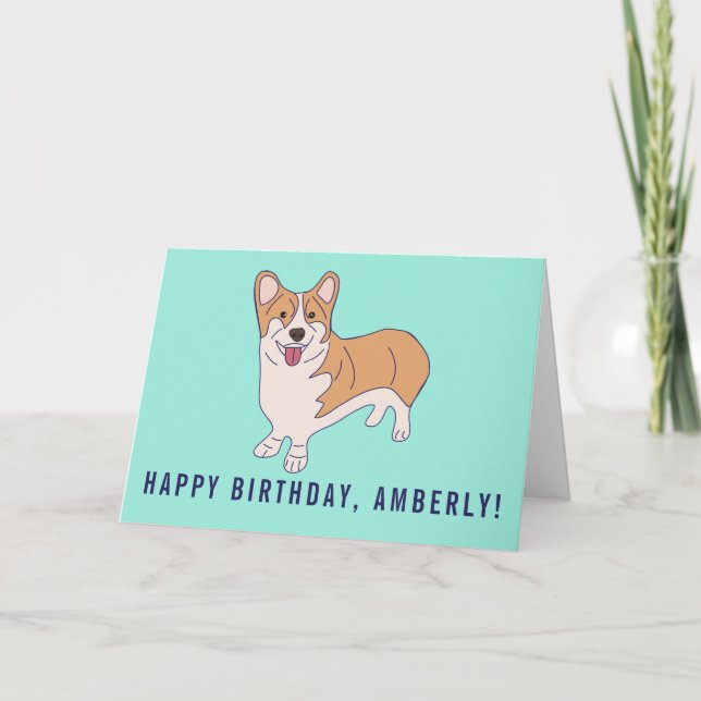 Cartão Cachorro Personalizado Mint Green Birthday (Frente)