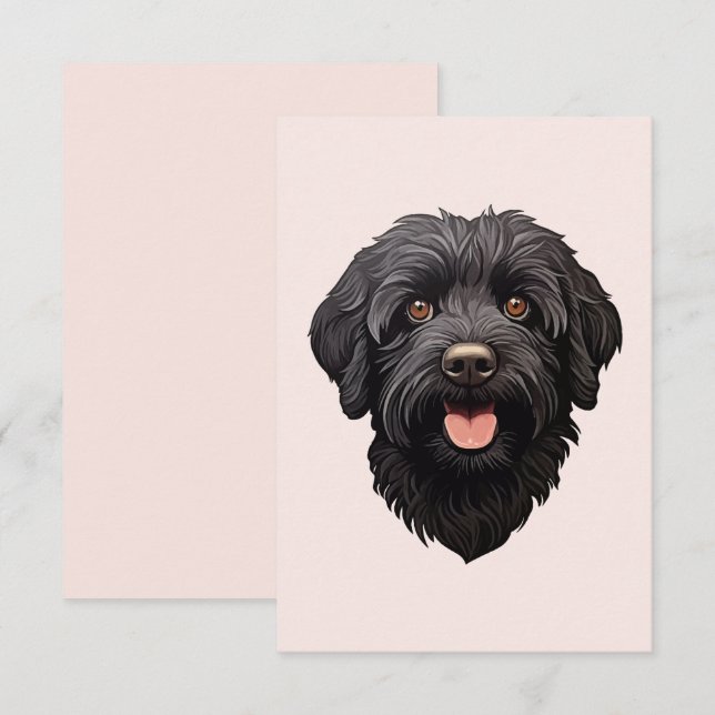 Cartão Cachorro Preto Labradoodle (Frente/Verso)