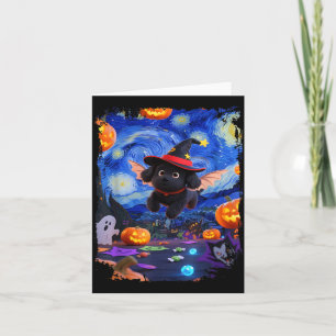 Cartão Cachorro Preto Voador Engraçado Fofo Arte Estrelad