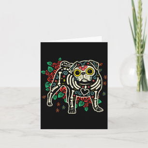 Cartão Cachorro Pug Caveira de Açúcar Dia De Los Muertos 