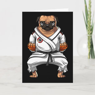 Cartão Cachorro Pug Karatê Artes Marciais Kickboxing Jiu