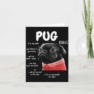 Cartão Cachorro Pug Preto Engraçado Kawaii Fofinho Domina