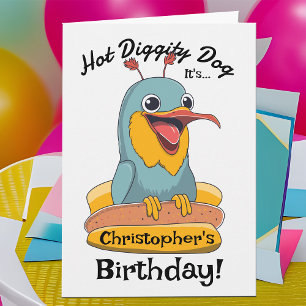 Cartão Cachorro Quente Engraçado Pássaro Bobo Cujo Pássar