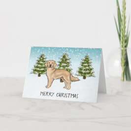 Cartão Cachorro Retriever Amarelo Dourado Natal Alegre