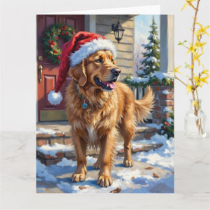 Cartão Cachorro Retriever Dourado Carregando Anjo de Nata