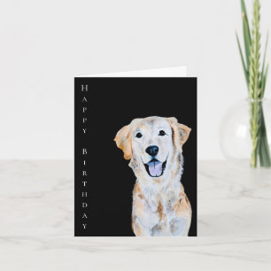 Cartão Cachorro Retriever Dourado de Aniversário em Aquar