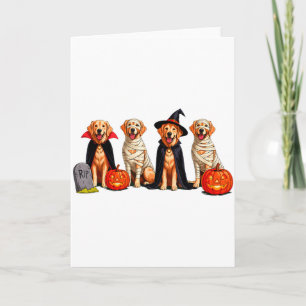 Cartão Cachorro Retriever Dourado Fantasma Múmia Abóbora 