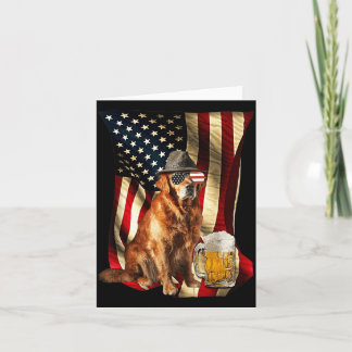 Cartão Cachorro Retriever Dourado Patriótico Vintage Retr