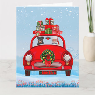 Cartão Cachorro Rottweiler No Carro Com Papai Noel 