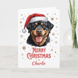 Cartão Cachorro Rottweiler Personalizado Feliz Natal