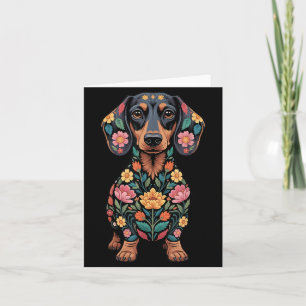 Cartão Cachorro Salsicha Floral Dachshund Flores