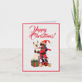 Cartão Cachorro Samoado, Cachorro Fofo, Com Natal De Meni