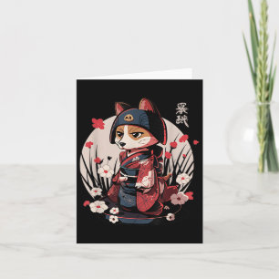 Cartão Cachorro Samurai Japonês Tattoo Kawaii Ninja