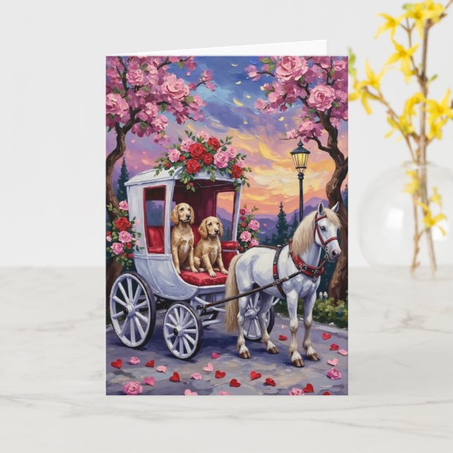 Cartão Cachorro Setter Inglês Dia dos Namorados (Flor Amarela)