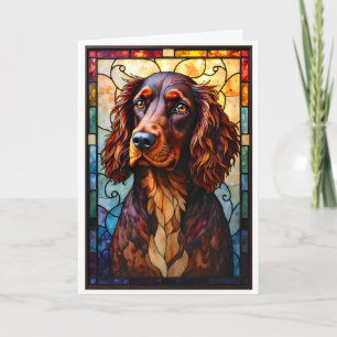 Cartão Cachorro Setter Spaniel Estilo Vidro Colorido