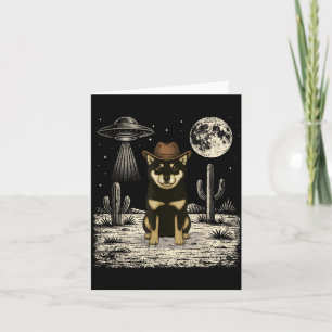 Cartão Cachorro Shiba Inu Cowboy Ocidental Engraçado Ufo