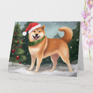 Cartão Cachorro Shiba Inu na Neve Natal