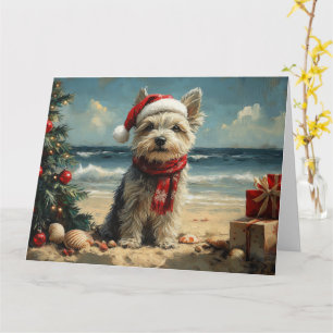 Cartão Cachorro Skye Terrier Natal Praia Vintage